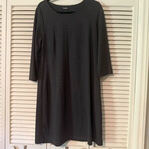 Eileen Fisher Black Textured Knit A-Line Dress
